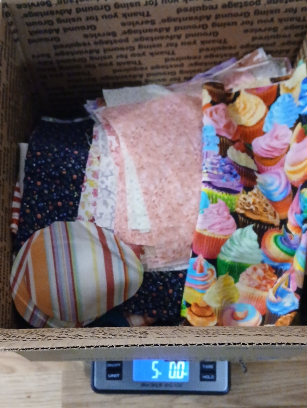 5 Lb Box Variety Fabric Pre-cut Squares and Other Pieces
